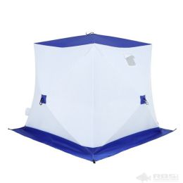 Палатка зимняя куб Следопыт Long 2.15х1.8 м, S по полу 3.8 кв.м. 3 слоя. цв. синий/белый