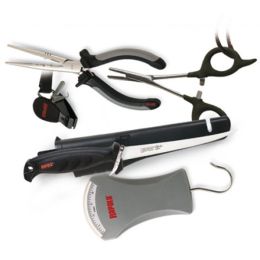 Комбо-набор Rapala 4 (плоскогубцы (16 см.); щипцы (14см.); безмен (11кг.); нож фил. Falcon с ножнами