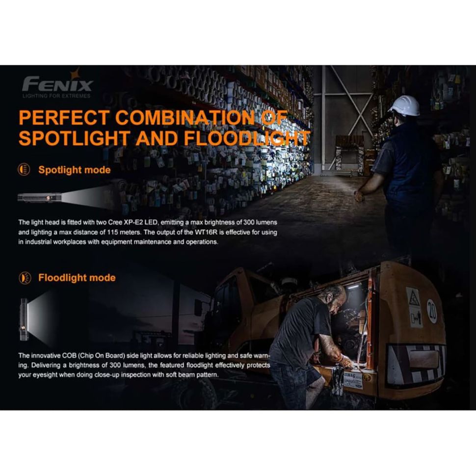 Перезаряжаемый фонарь Fenix WT16R 300 Lumens