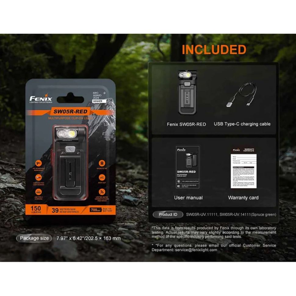 Фонарь-клипса Fenix SW05R-RED 150 Lumens