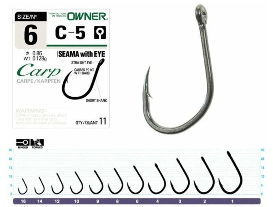 Крючок Owner С-5 Carp Iseama w/eye BC №53265