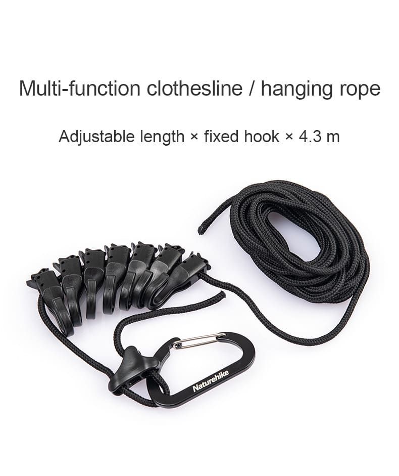Веревка кемпинговая с карабинами Naturehike Canopy rope Q-9B black