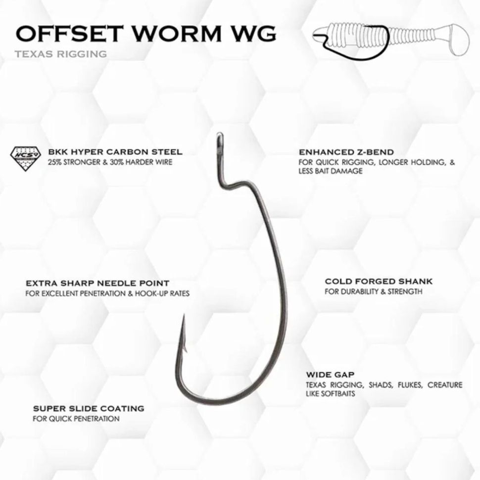 Крючки оффсетные BKK ArmorPoint Offset Worm WG