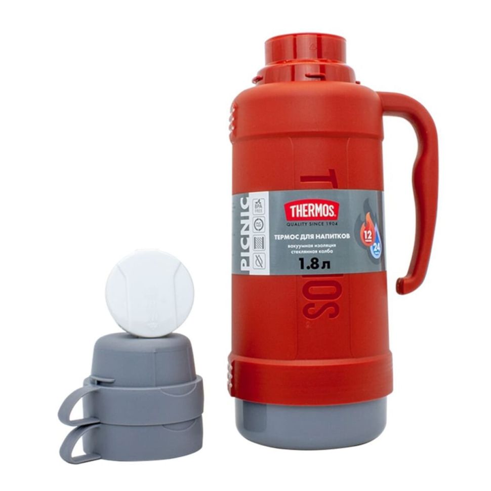 Термос со стеклянной колбой тм THERMOS 40-180 Red 1.8L