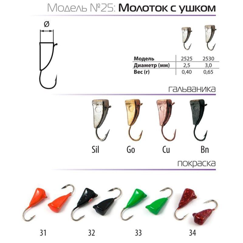 Мормышка W Spider Молоток с ушком 2.5 мм
