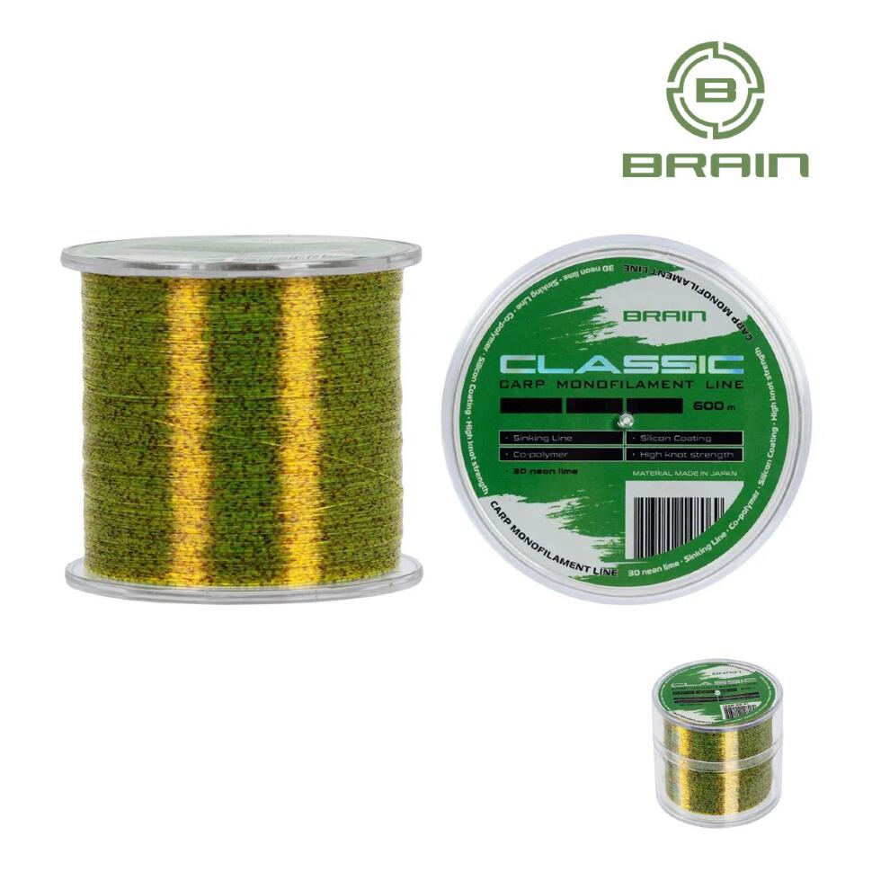 Леска Brain Classic Carp Line (3D neon lime) 600m