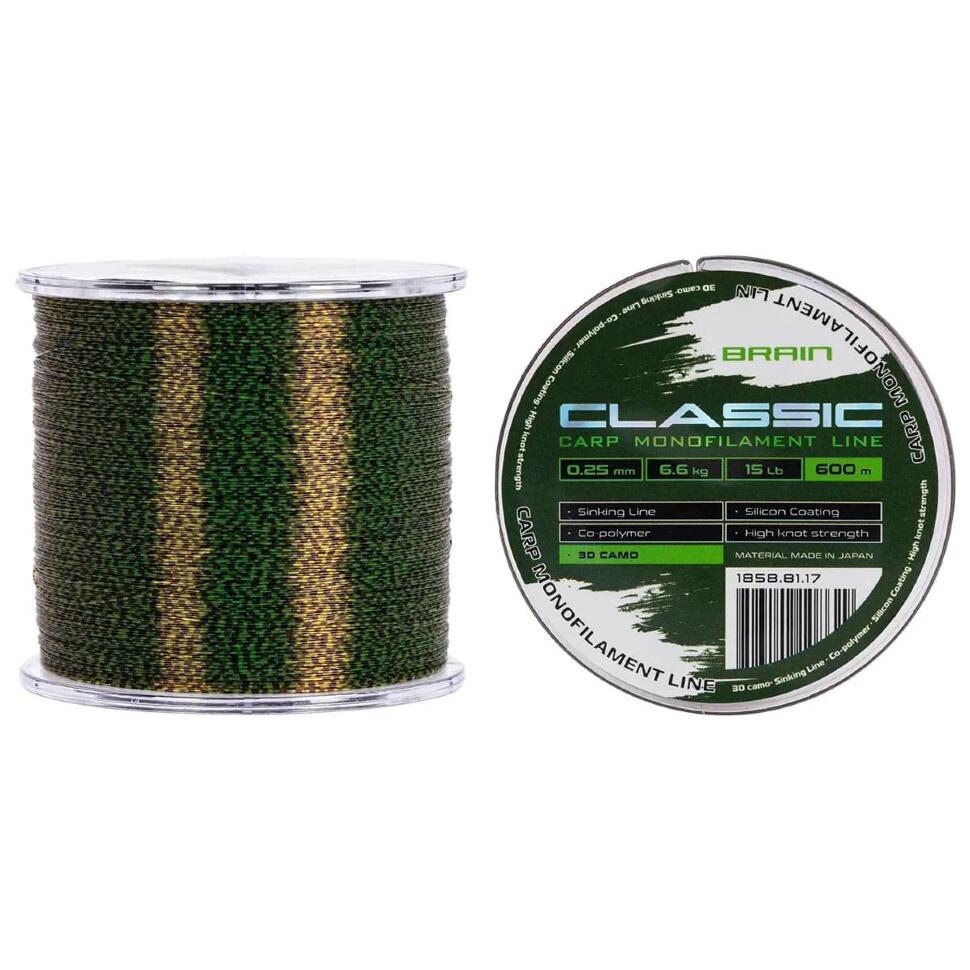 Леска Brain Classic Carp Line 3D camo, 600m