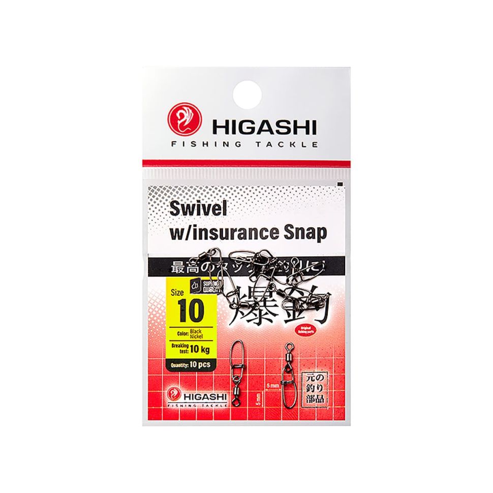 Карабин с вертлюгом Higashi Swivel w/Insurance Snap