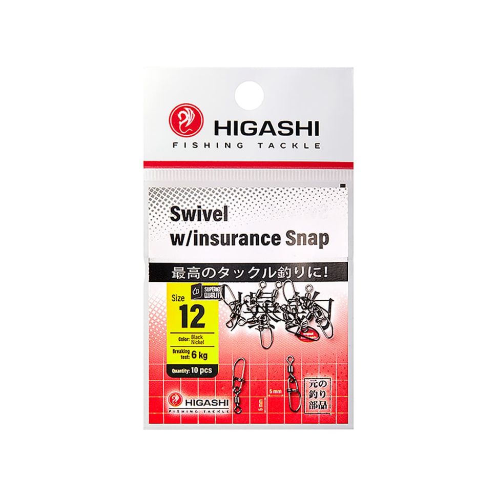 Карабин с вертлюгом Higashi Swivel w/Insurance Snap
