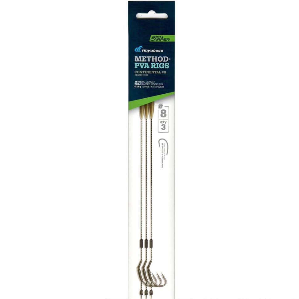 Поводки готовые Rich Carper Method PVA Rig, Continental Fluorex