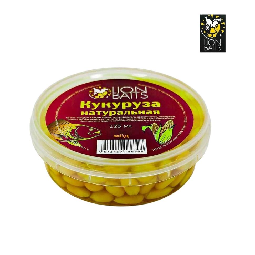 Кукуруза натуральная Lion Baits в пластиковой банке 125мл.