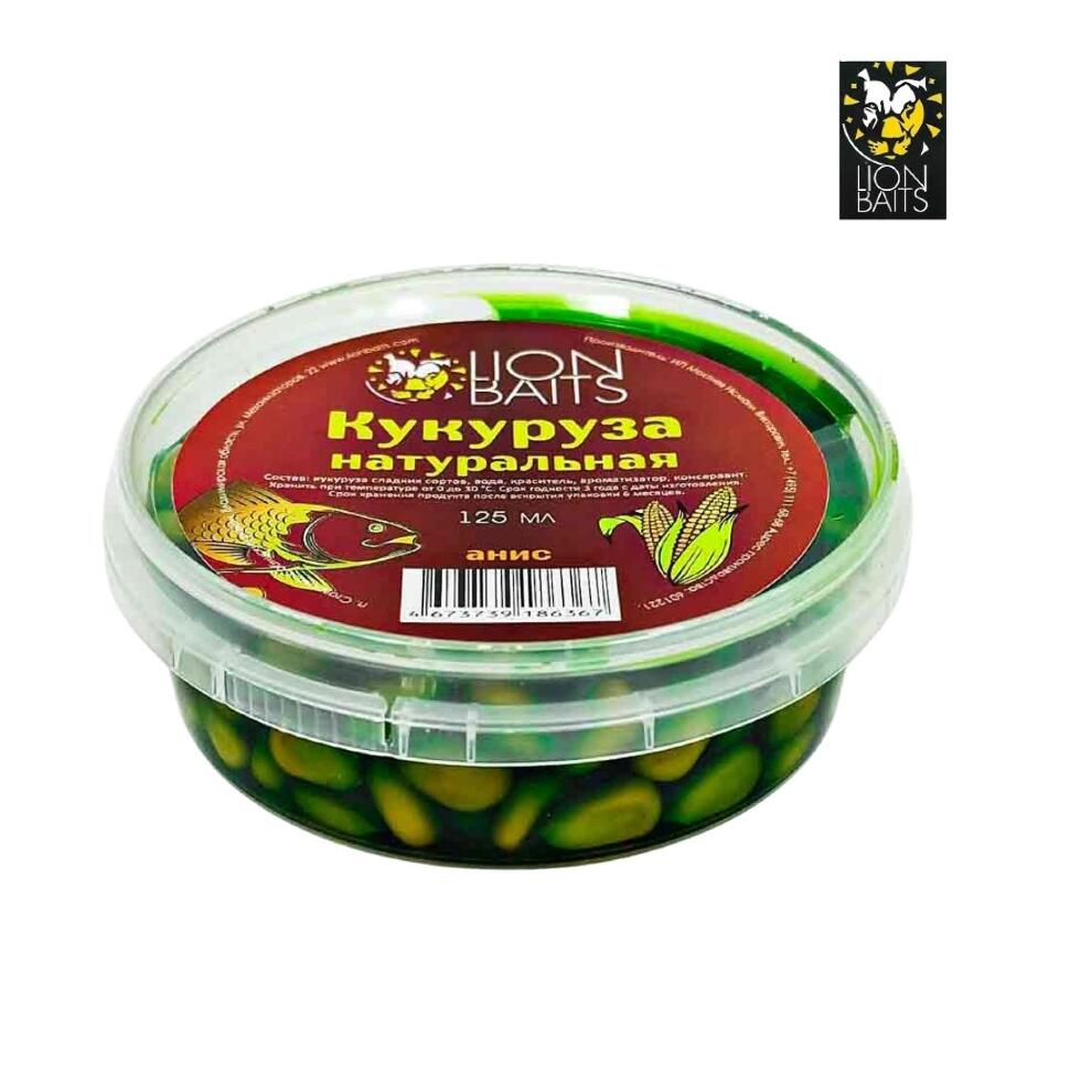 Кукуруза натуральная Lion Baits в пластиковой банке 125мл.
