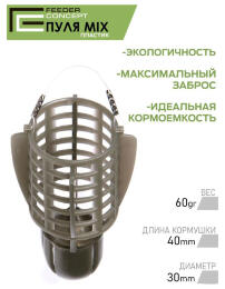 Набор кормушек фидерных Feeder Concept Vegas Пуля 40 60г 2шт.