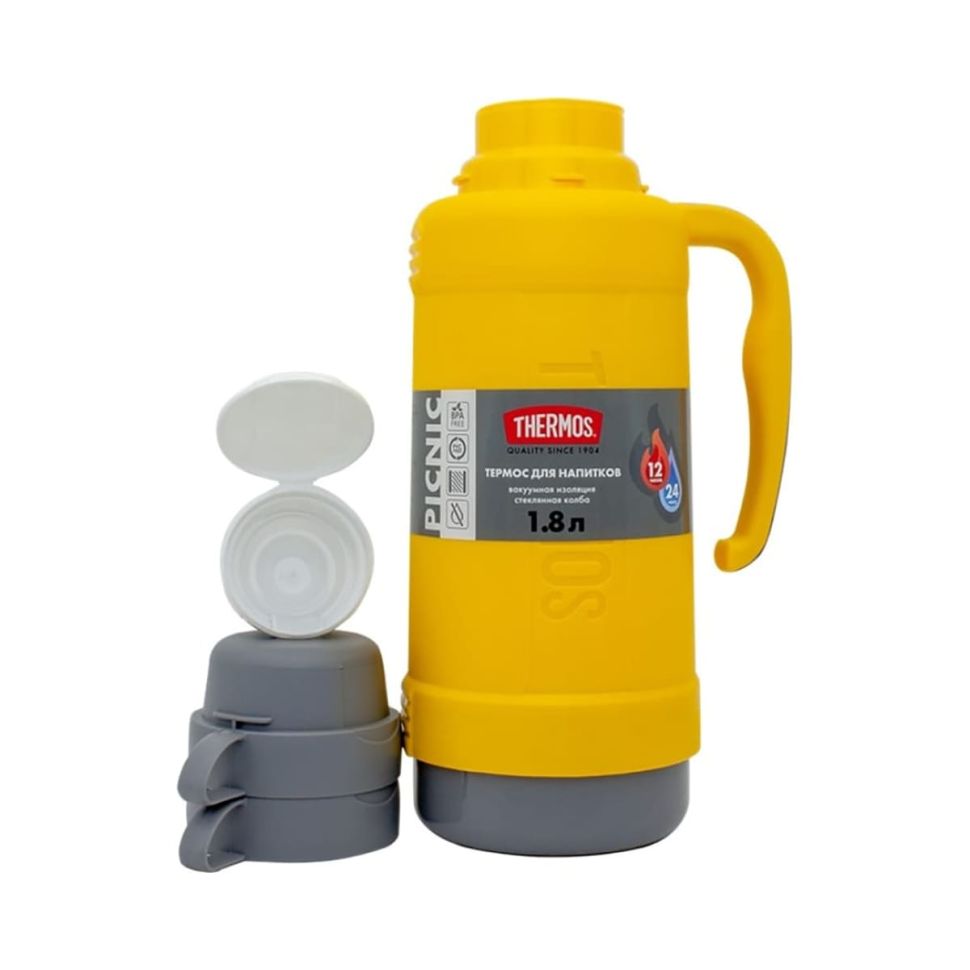 Термос со стеклянной колбой тм THERMOS 40-180 Yellow 1.8L
