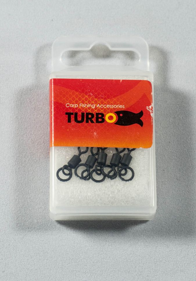 Вертлюг с кольцом "Turbo" Rolling swivel + ring / 10шт / Черный матовый / №8