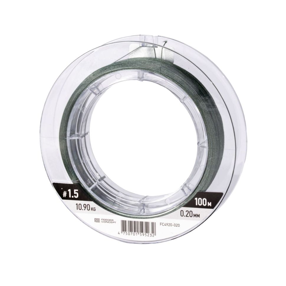 Шок-лидер плетёный Feeder Concept Flat Method х8 Shock Leader Dark Green
