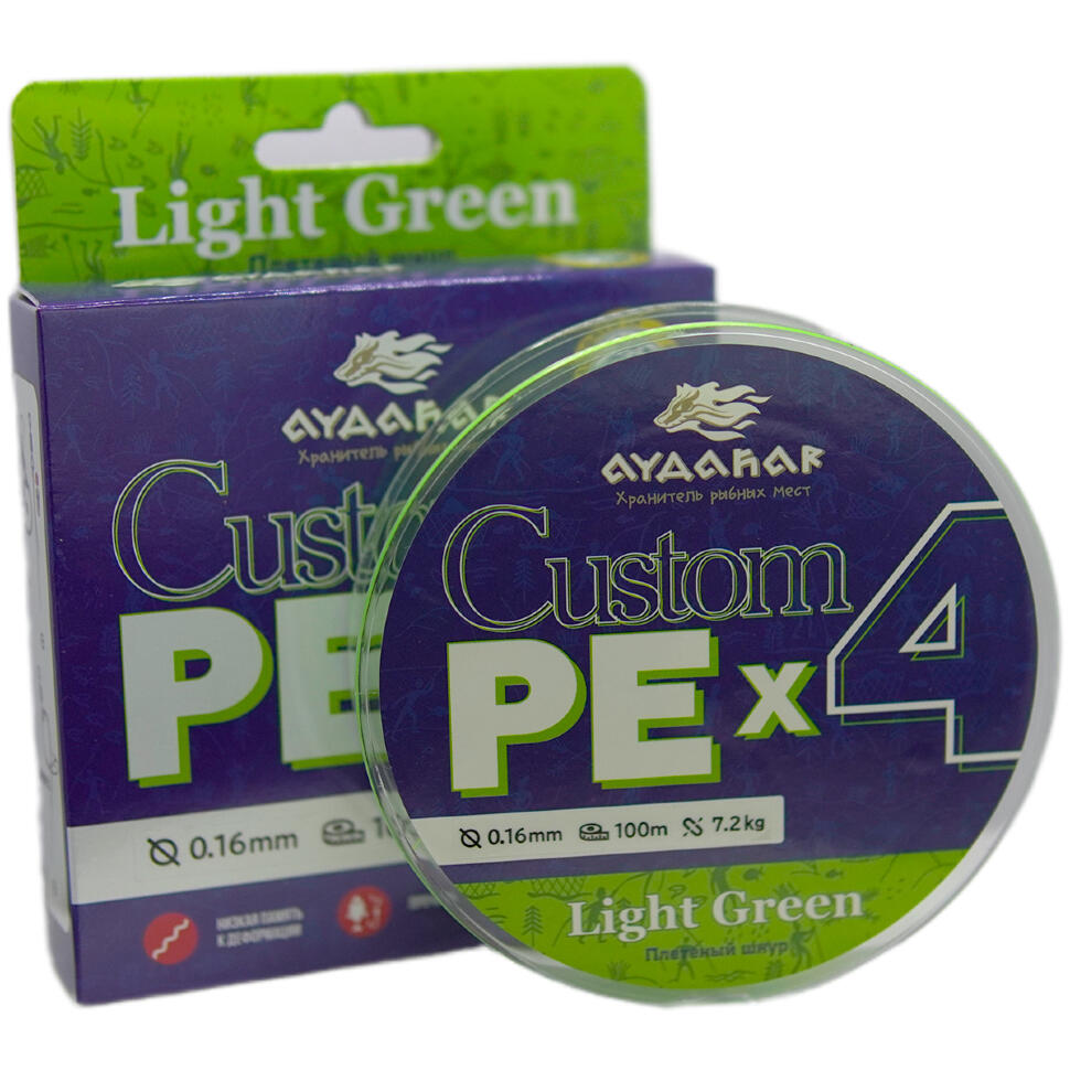 Плетеный шнур Aydahar Custom PE X4 Light Green 100m