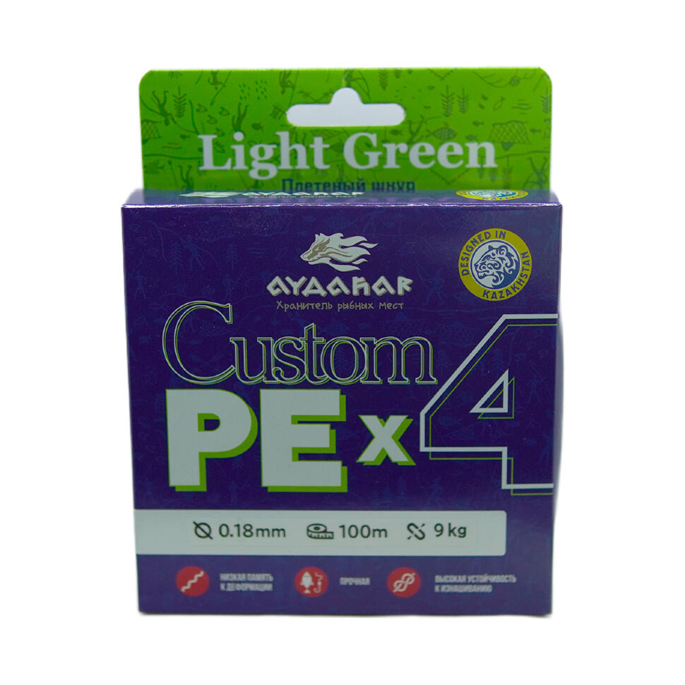 Плетеный шнур Aydahar Custom PE X4 Light Green 100m