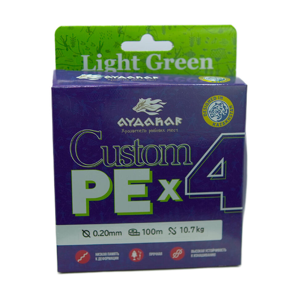Плетеный шнур Aydahar Custom PE X4 Light Green 100m