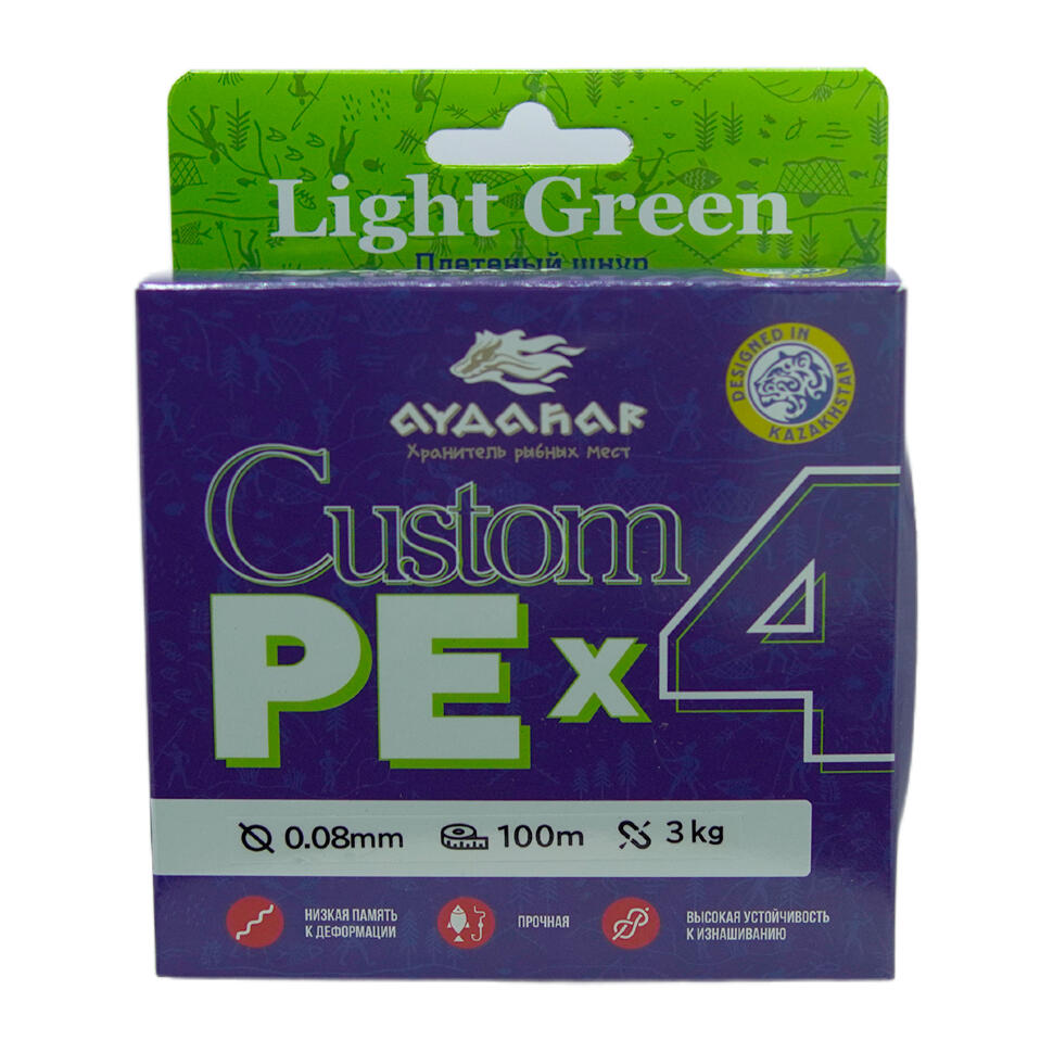Плетеный шнур Aydahar Custom PE X4 Light Green 100m