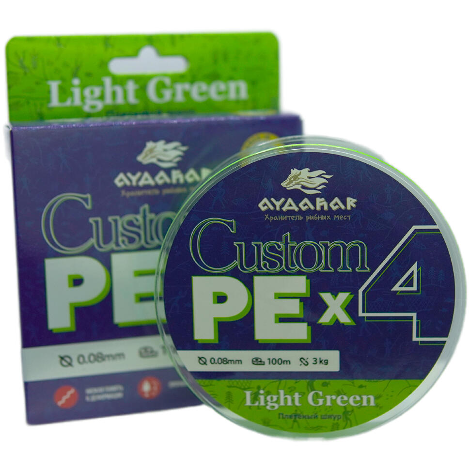 Плетеный шнур Aydahar Custom PE X4 Light Green 100m