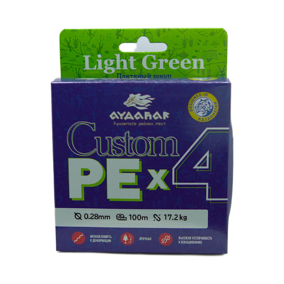 Плетеный шнур Aydahar Custom PE X4 Light Green 100m