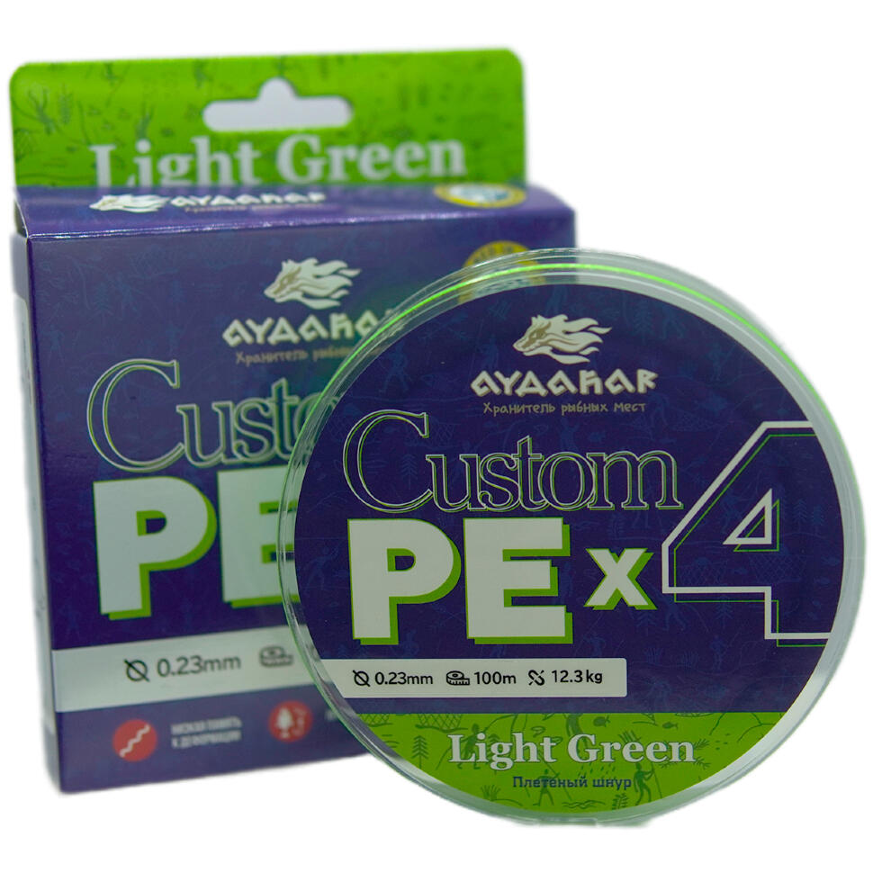 Плетеный шнур Aydahar Custom PE X4 Light Green 100m