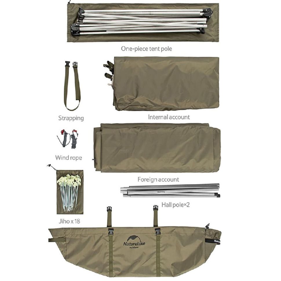 Палатка для глэмпинга Naturehike NH21ZP009 Village 5.0 tent for 3-4 man(with hall pole)