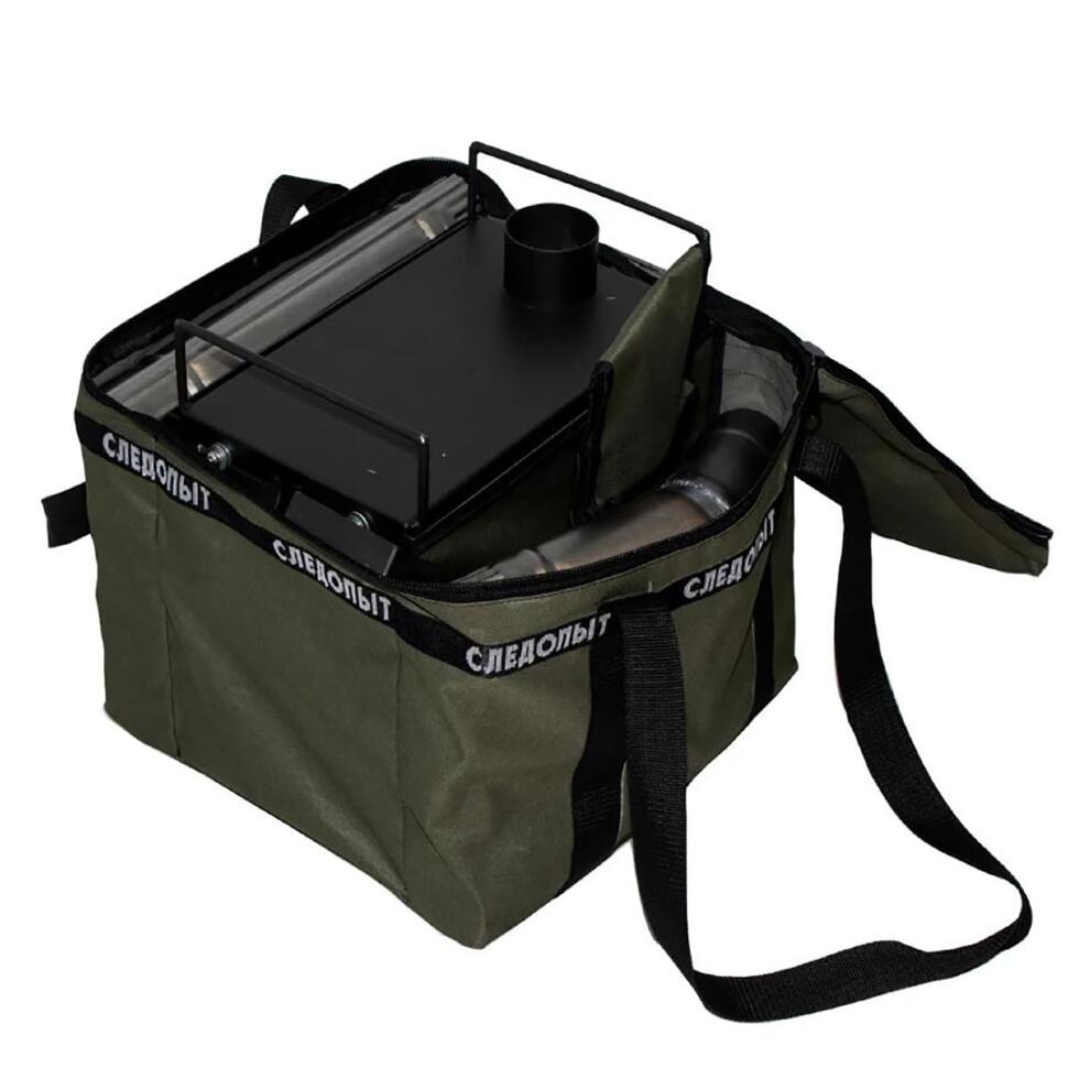 Печь дровяная Следопыт Heavy малая (с экранами, угловыми трубами и грибком)