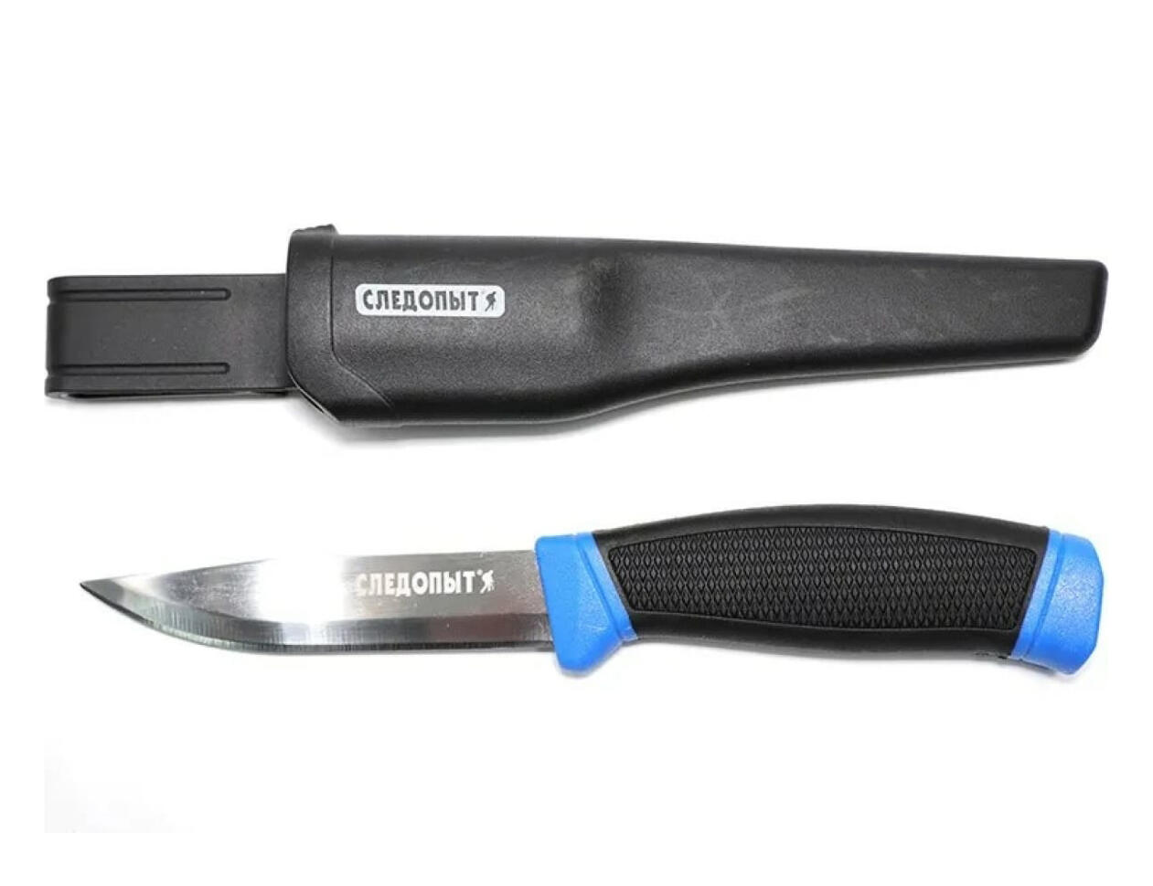 Нож разделочный Следопыт универсальный, прорезиненная ручка дл. клинка 100 мм, в чехле