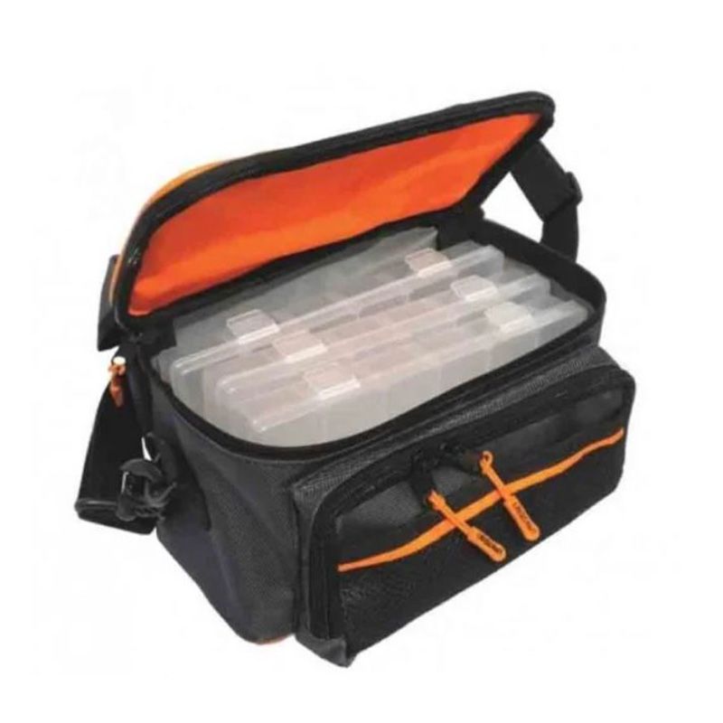 Сумка рыболовная Следопыт Sling Lure Bag M, 26х14х22 см, цв. серый + 3 коробки Luno 18