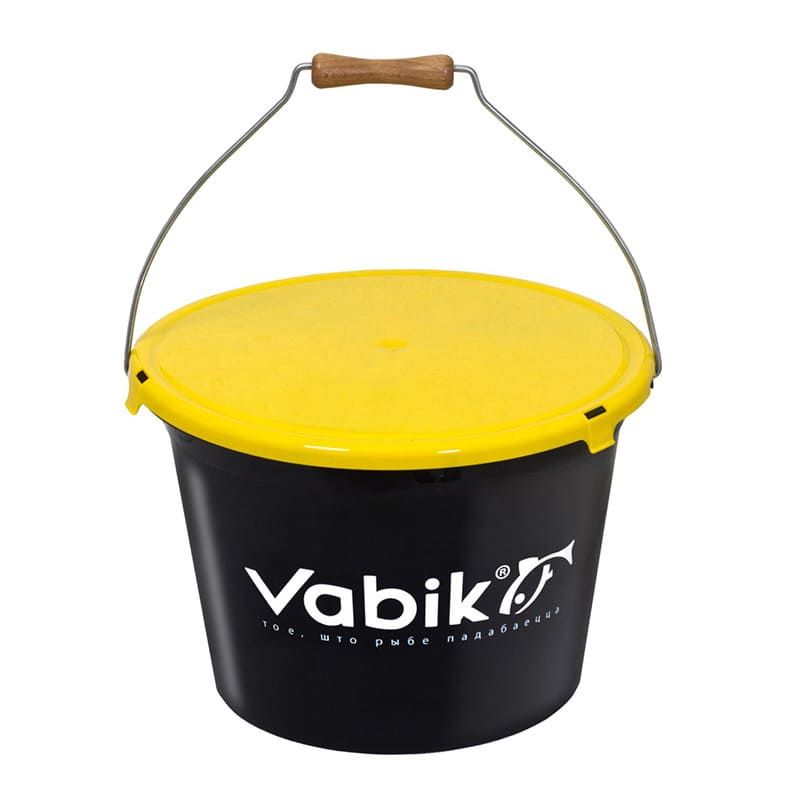 Ведро для прикормки Vabik PRO Black 18 л. с крышкой