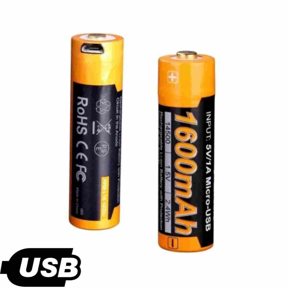 Аккумулятор 14500 Fenix 1600U mAh Li-ion (с разъемом для USB)