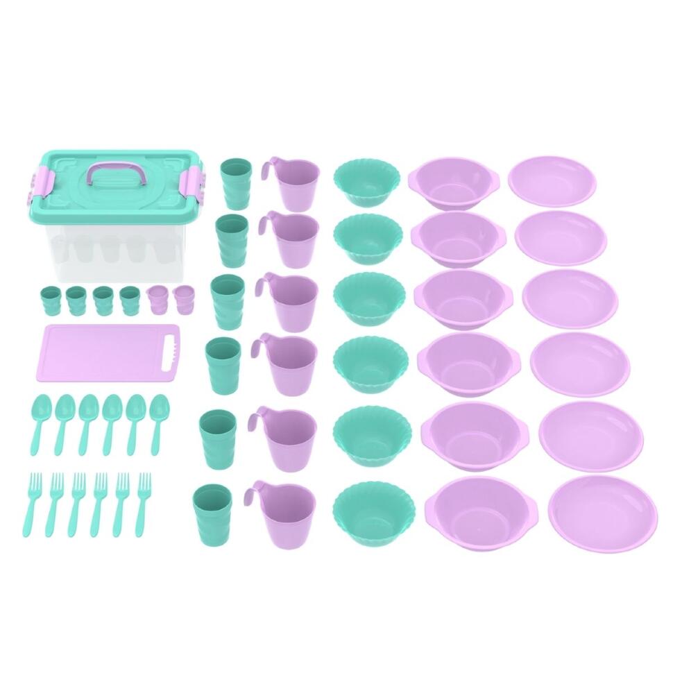 Набор посуды для пикника №17 Все за стол – 2 (6 персон, 52 предмета)