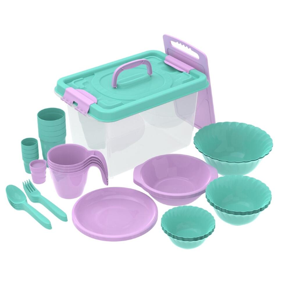 Набор посуды для пикника №29 Весёлая компания – 2 (4 персон, 41 предмета)