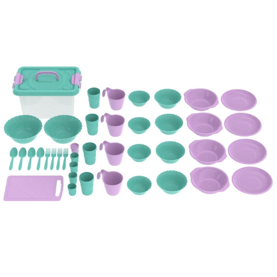 Набор посуды для пикника №29 Весёлая компания – 2 (4 персон, 41 предмета)