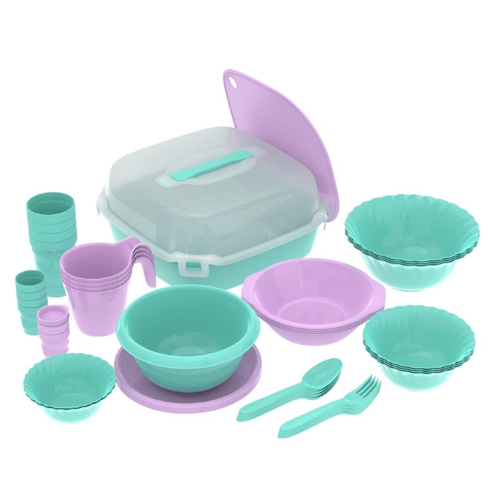 Набор посуды для пикника №22 Загородный (4 персон, 43 предмета)