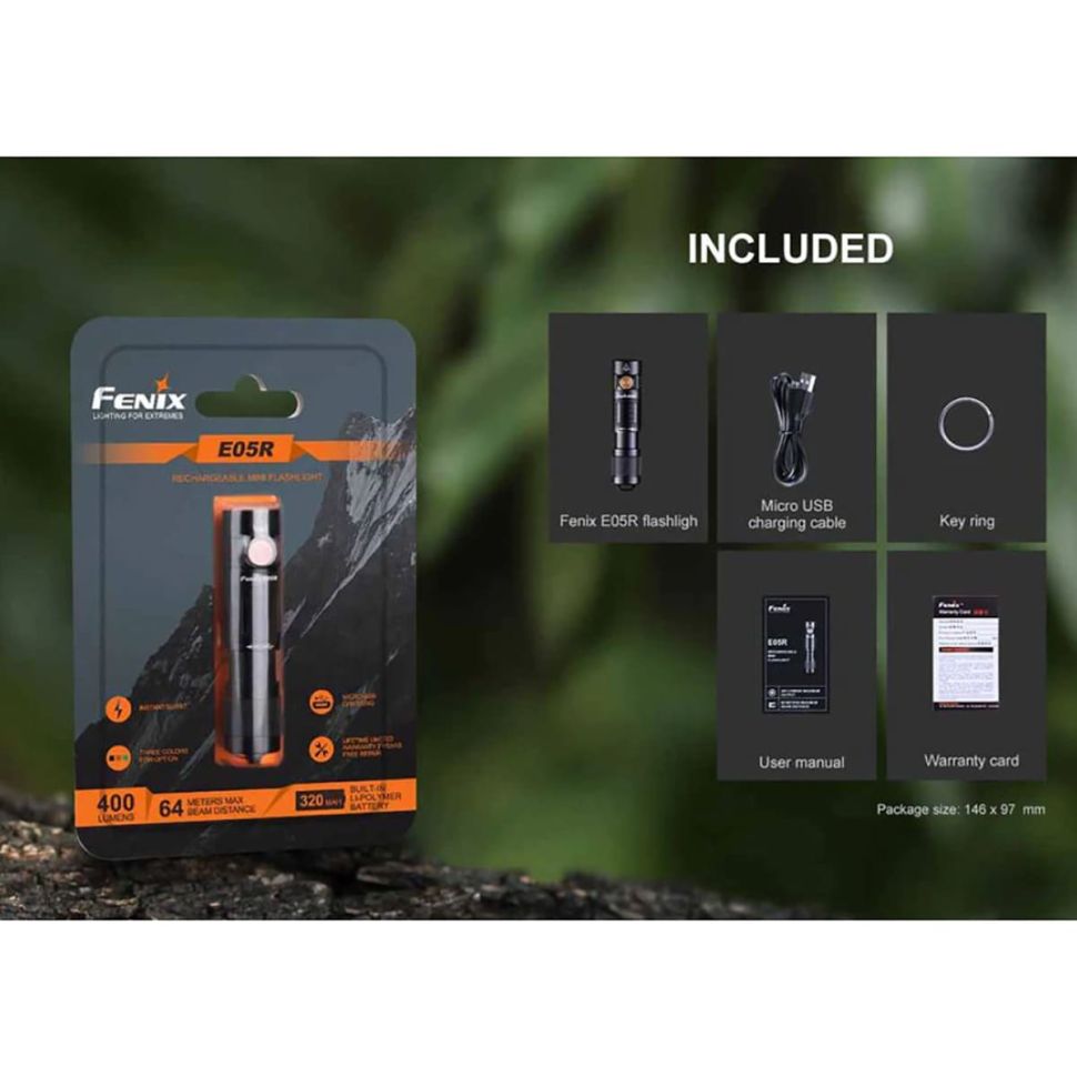 Фонарь-брелок Fenix E05R 400 Lumens