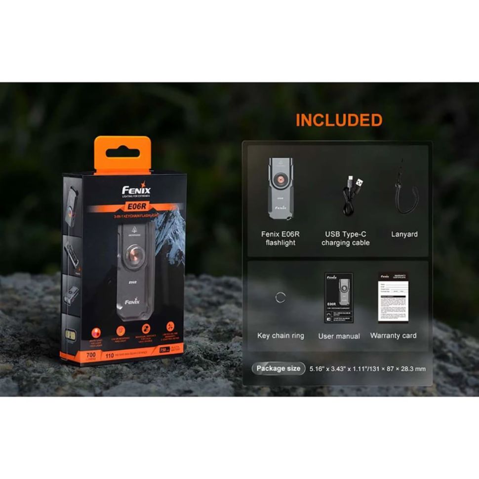 Фонарь-клипса Fenix E06R 700 Lumens
