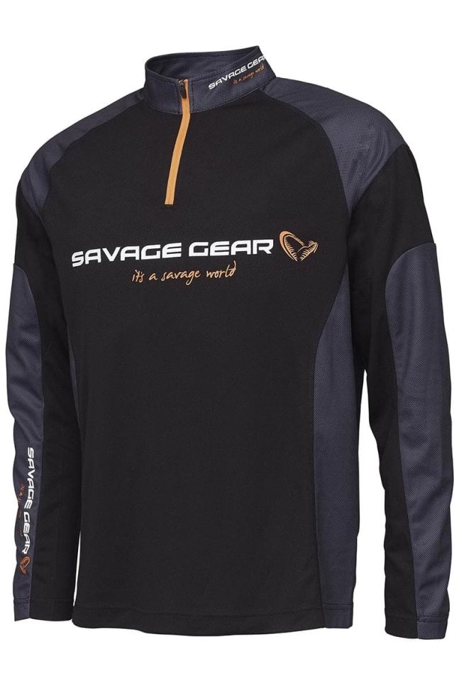 Футболка Savage Gear Tournament Gear Shirt 1/2 Zip Black Ink