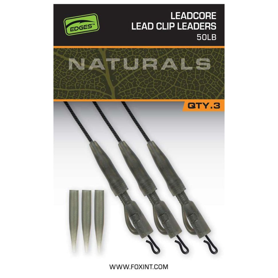 Готовые ледкоры с безопасными клипсами FOX Edges Naturals 50lb 75см 3шт