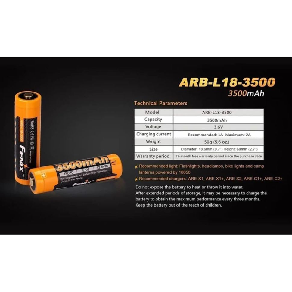 Аккумулятор Fenix ARB-L18-3500 Li-ion Battery (Plastic Box)